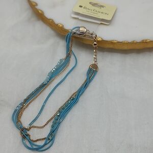 Blue and Gold Anklet (Or Choker) From Riah Fashion